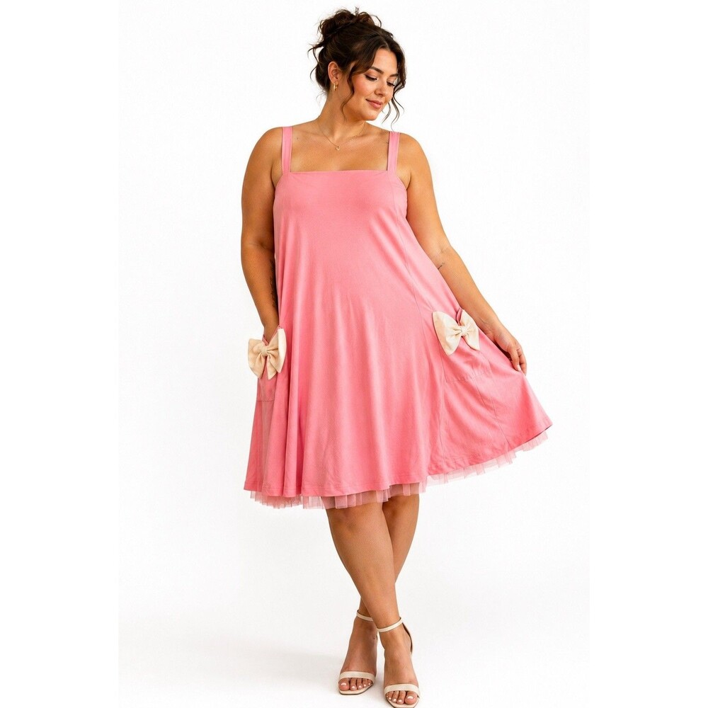 Torrid Retro Chic Pink Bow Pocket Fit & Flare Dress Size 10 Rockabilly NWT